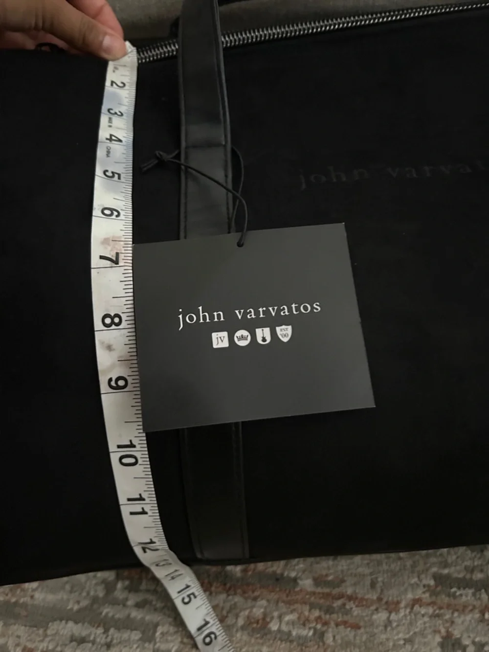 John Varvatos Black Suede Duffel with Leather Trim New
